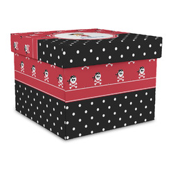 Girl's Pirate & Dots Gift Box with Lid - Canvas Wrapped - Large (Personalized)