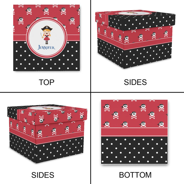 Girl's Pirate & Dots Gift Boxes with Lid - Canvas Wrapped - Medium - Approval