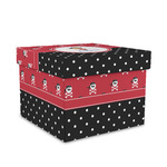 Girl's Pirate & Dots Gift Box with Lid - Canvas Wrapped - Medium (Personalized)