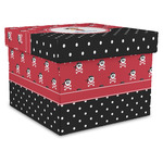 Girl's Pirate & Dots Gift Box with Lid - Canvas Wrapped - X-Large (Personalized)