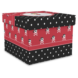 Girl's Pirate & Dots Gift Box with Lid - Canvas Wrapped - XX-Large (Personalized)