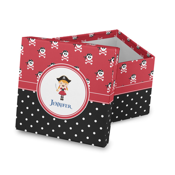 Custom Girl's Pirate & Dots Gift Box with Lid - Canvas Wrapped (Personalized)