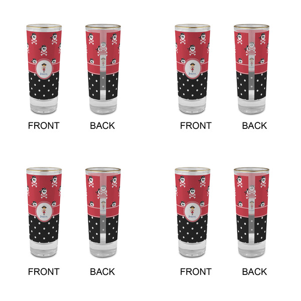 Girl's Pirate & Dots Glass Shot Glass - 2 oz - Set of 4 - APPROVAL