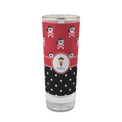 Girl's Pirate & Dots 2 oz Shot Glass - Glass with Gold Rim (Personalized)