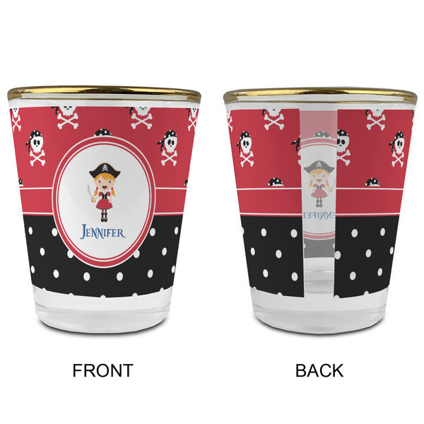 Girl's Pirate & Dots Glass Shot Glass - with gold rim - APPROVAL