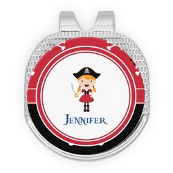 Girl's Pirate & Dots Golf Ball Marker - Hat Clip - Silver