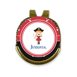 Girl's Pirate & Dots Golf Ball Marker - Hat Clip - Gold