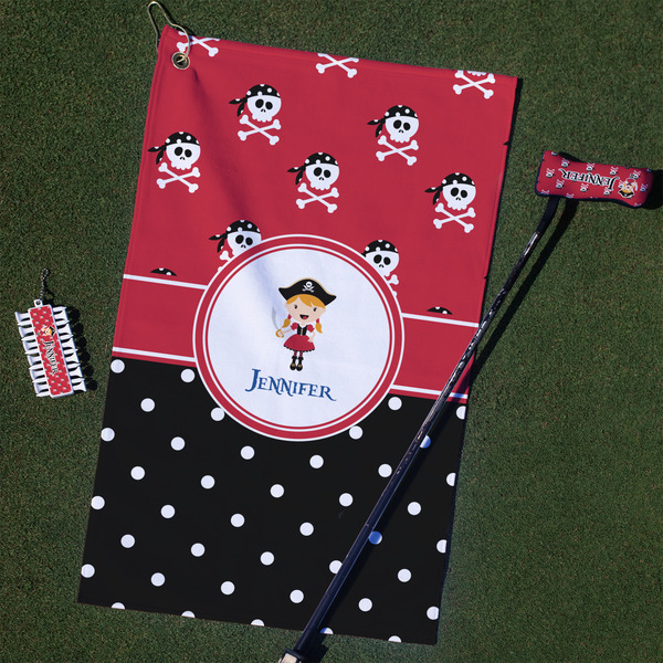 Custom Girl's Pirate & Dots Golf Towel Gift Set (Personalized)