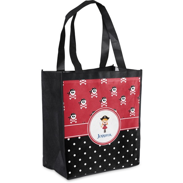 Custom Girl's Pirate & Dots Grocery Bag (Personalized)