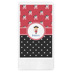 Girl's Pirate & Dots Guest Napkins - Full Color - Embossed Edge (Personalized)