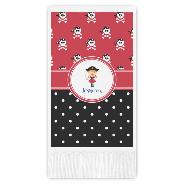 Custom Girl's Pirate & Dots Guest Paper Towels - Full Color (Personalized)