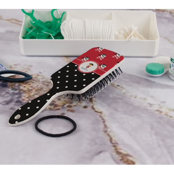 Girl's Pirate & Dots Hair Brush - In Bathroom
