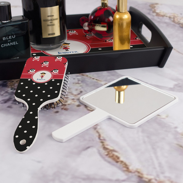 Girl's Pirate & Dots Hair Brush - With Hand Mirror
