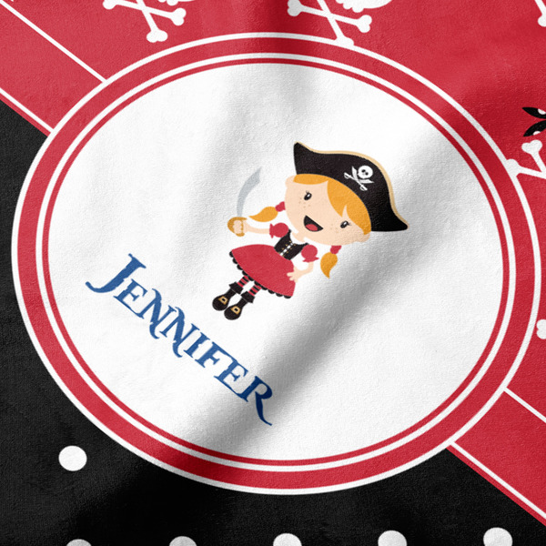 Girl's Pirate & Dots Hooded Baby Towel- Detail Close Up