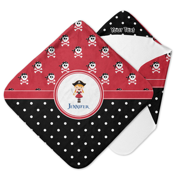 Custom Girl's Pirate & Dots Hooded Baby Towel (Personalized)