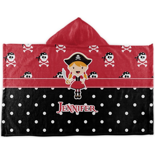 Custom Girl's Pirate & Dots Kids Hooded Towel (Personalized)