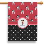 Girl's Pirate & Dots 28" House Flag - Single Sided (Personalized)