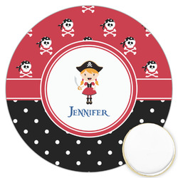 Girl's Pirate & Dots Printed Cookie Topper - 3.25" (Personalized)