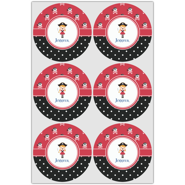 Girl's Pirate & Dots Icing Circle - Large - Set of 6