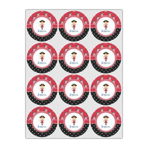 Girl's Pirate & Dots Icing Circle - Small - Set of 12