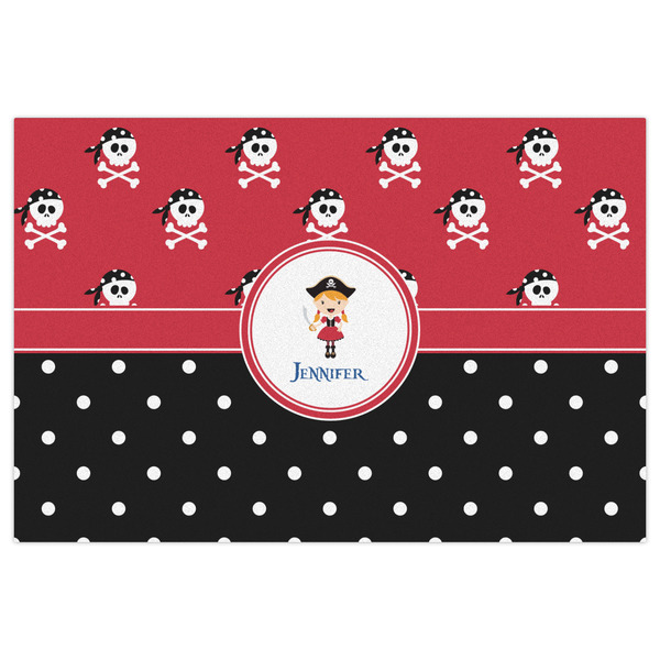 Girl's Pirate & Dots Indoor / Outdoor Rug - 2'x3' - Front Flat