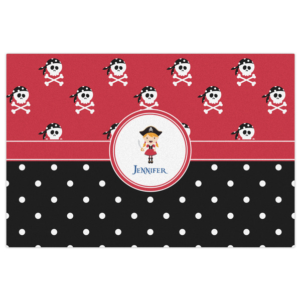 Girl's Pirate & Dots Indoor / Outdoor Rug - 4'x6' - Front Flat