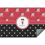 Girl's Pirate & Dots Indoor / Outdoor Rug - 6'x8' w/ Name or Text