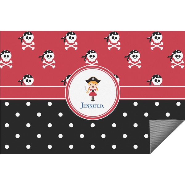 Custom Girl's Pirate & Dots Indoor / Outdoor Rug - 6'x8' w/ Name or Text