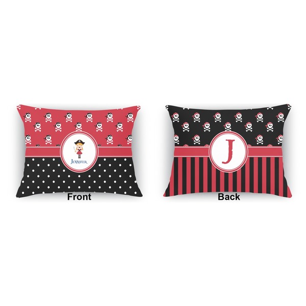 Girl's Pirate & Dots  Indoor Rectangular Burlap Pillow (Front and Back)