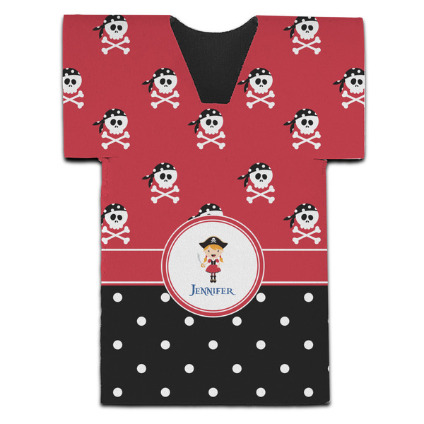 Girl's Pirate & Dots Jersey Bottle Cooler - Set of 4 - FRONT (flat)