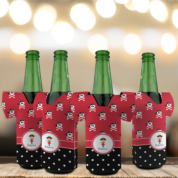 Girl's Pirate & Dots Jersey Bottle Cooler - Set of 4 - LIFESTYLE