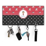 Girl's Pirate & Dots Key Hanger w/ 4 Hooks w/ Graphics and Text