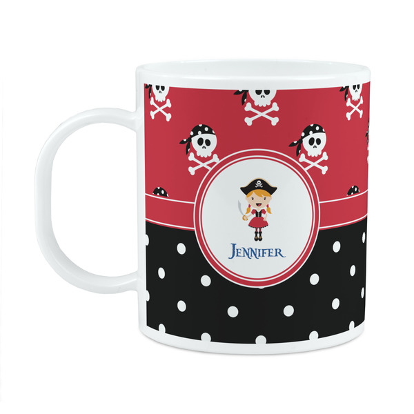 Custom Girl's Pirate & Dots Plastic Kids Mug (Personalized)