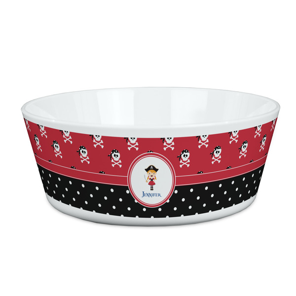 Custom Girl's Pirate & Dots Kid's Bowl (Personalized)
