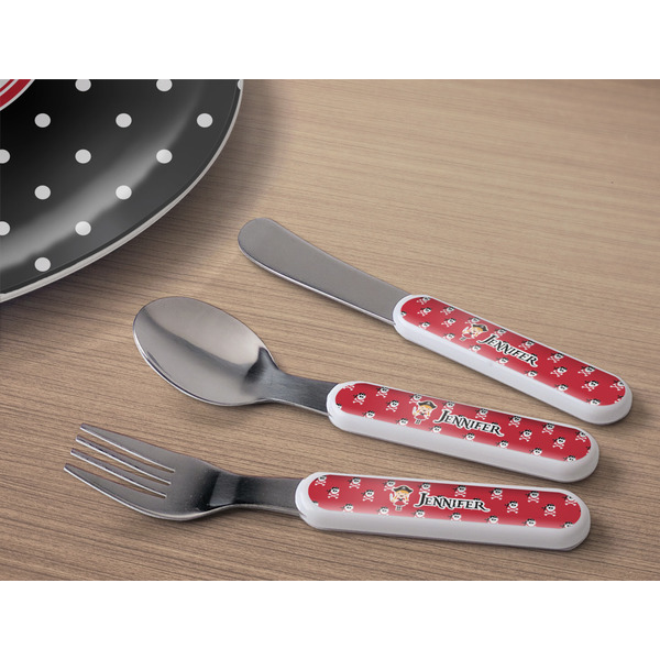 Girl's Pirate & Dots Kids Flatware w/ Plate