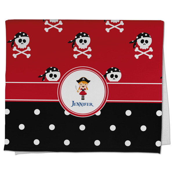 Custom Girl's Pirate & Dots Kitchen Towel - Poly Cotton w/ Name or Text