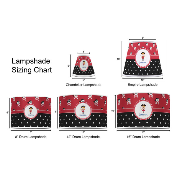 Girl's Pirate & Dots Lampshade Sizing Chart
