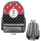 Girl's Pirate & Dots Large Backpack - Gray - Front & Back View
