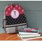 Girl's Pirate & Dots Large Backpack - Gray - On Desk