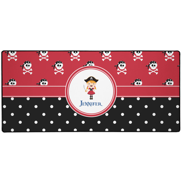 Custom Girl's Pirate & Dots 3XL Gaming Mouse Pad - 35" x 16" (Personalized)