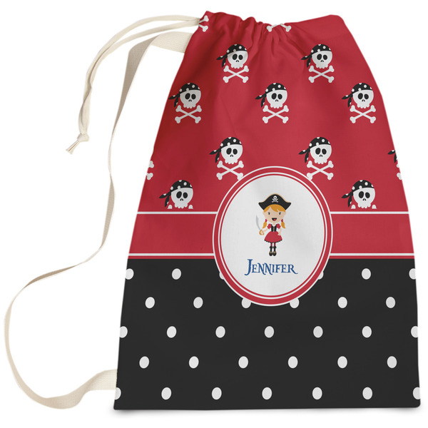 Custom Girl's Pirate & Dots Laundry Bag - Large (Personalized)