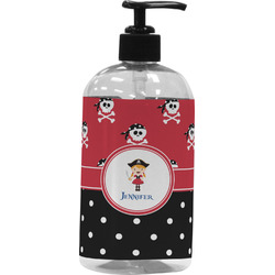 Girl's Pirate & Dots Plastic Soap / Lotion Dispenser (16 oz - Large - Black) (Personalized)
