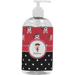Girl's Pirate & Dots Plastic Soap / Lotion Dispenser (16 oz - Large - White) (Personalized)
