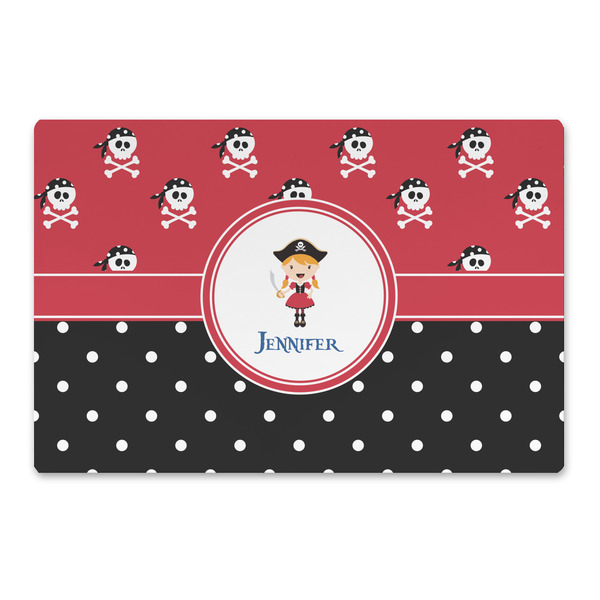 Custom Girl's Pirate & Dots Large Rectangle Car Magnet (Personalized)