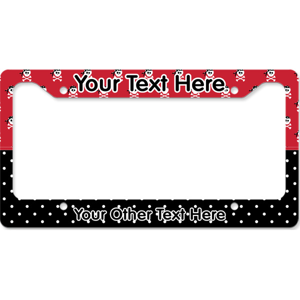 Custom Girl's Pirate & Dots License Plate Frame - Style B (Personalized)