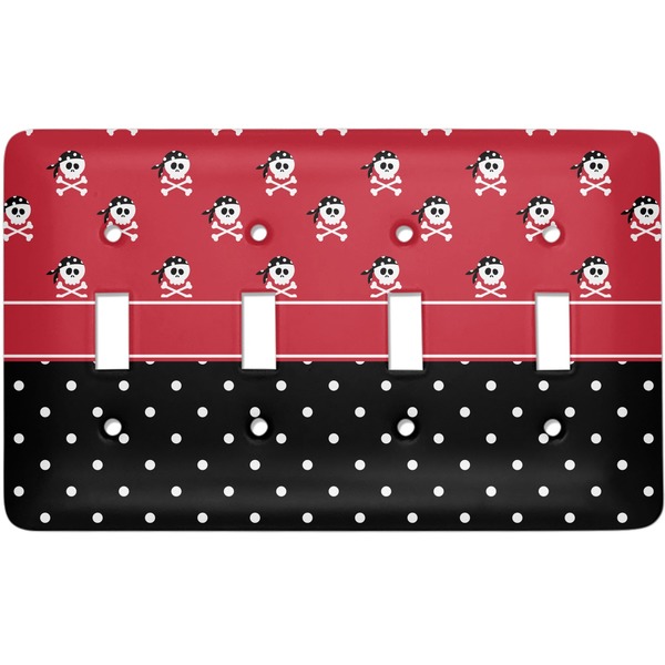 Custom Girl's Pirate & Dots Light Switch Cover (4 Toggle Plate)