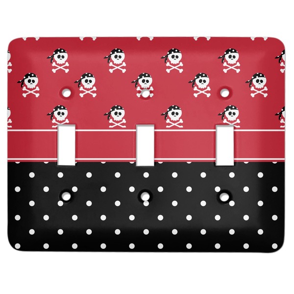 Custom Girl's Pirate & Dots Light Switch Cover (3 Toggle Plate)