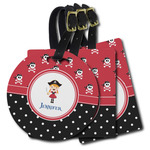 Girl's Pirate & Dots Plastic Luggage Tag (Personalized)