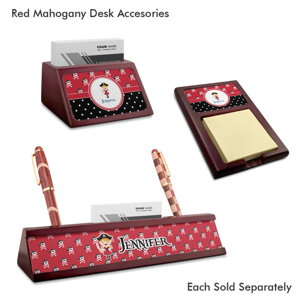 Girl's Pirate & Dots Mahogany Desk Accessories