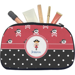 Girl's Pirate & Dots Makeup / Cosmetic Bag - Medium (Personalized)